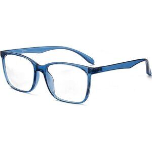 Unisex Blue Square Lightweight Frame Anti Eyestrain Light Blocking Glasses